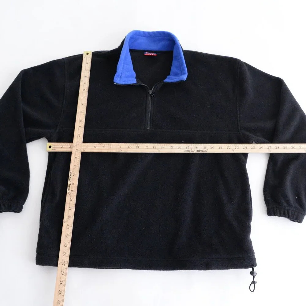 Vintage 90S River  Trader Sport Black And Blue Half Zip Pullover Fleece Sweater - Picture 3 of 9